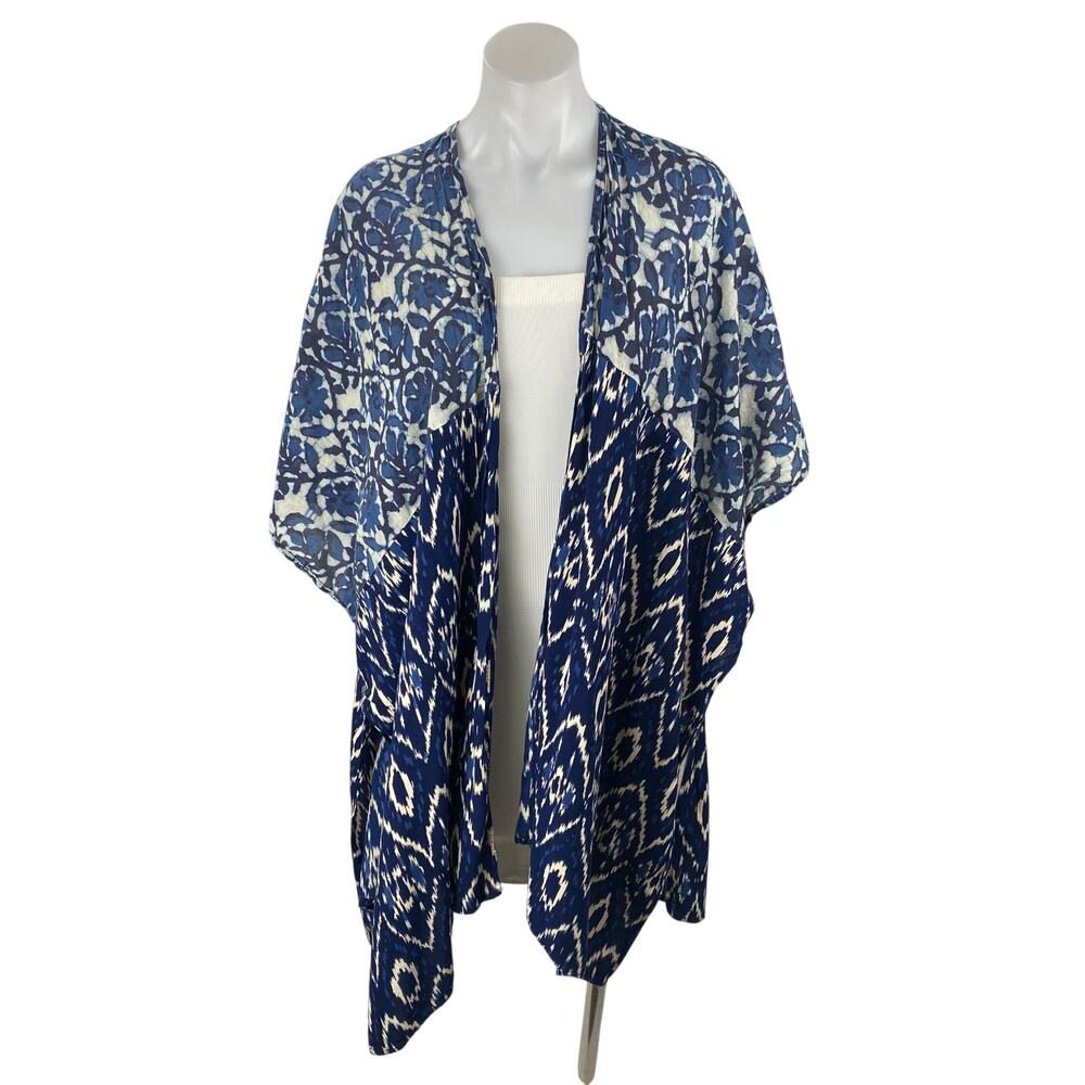 Anthropologie In Our Nature Midnight Women's Floral Ikat Kimono Cardigan Top OS